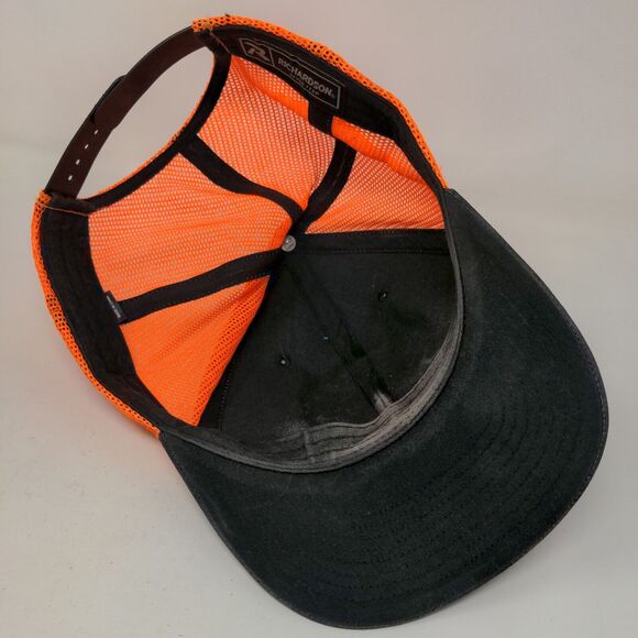 Richardson Men's Snapback Mesh Back Hat Black Orange Imavex Orange Baseball - Picture 6 of 9
